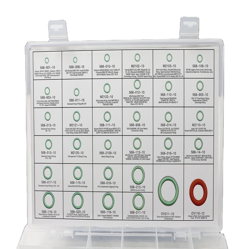 رنگ سبز NBR ماشین تهویه مطبوع کیت های O-ring 270pcs 18 اندازه شکل نقاشی 3D / 2D